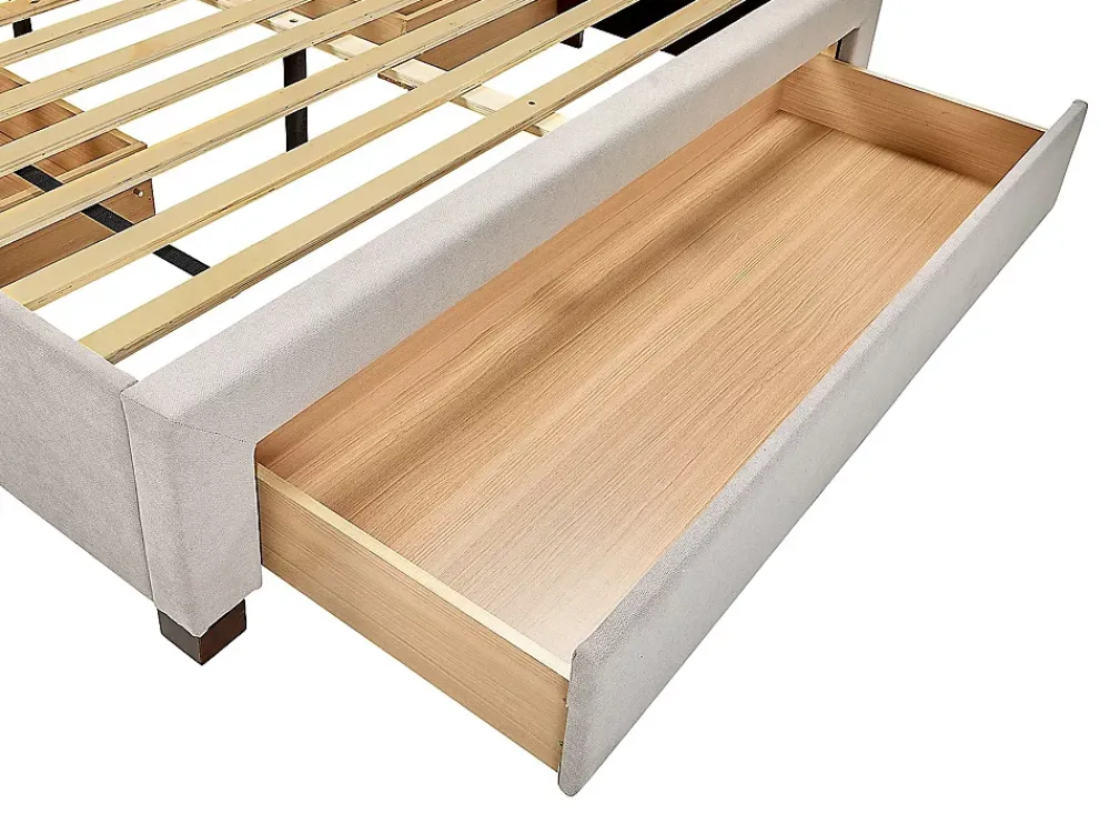 Vente-unique Lit avec 3 tiroirs 180 x 200 cm - Tissu - Beige + Matelas - LIAKO* Lit Avec Rangement