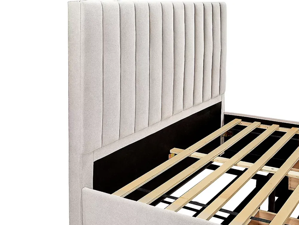 Vente-unique Lit avec 3 tiroirs 180 x 200 cm - Tissu - Beige + Matelas - LIAKO* Lit Avec Rangement