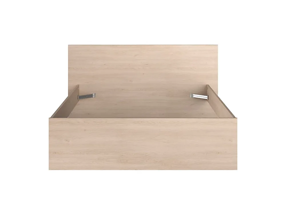 Vente-unique Lit avec 4 tiroirs 140 x 190 cm - Coloris : Naturel et noir + Sommier - VELONA* Lit Avec Rangement