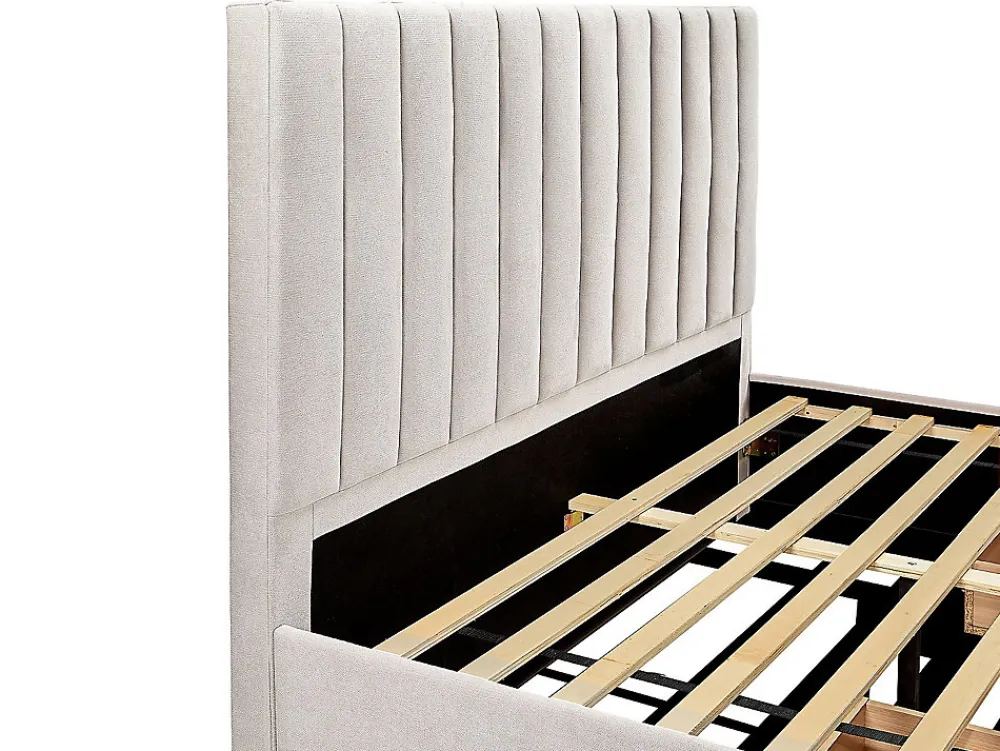 Lit avec 3 tiroirs 160 x 200 cm - Tissu - Beige - LIAKO>Vente-unique New
