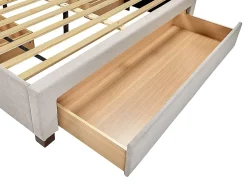 Vente-unique Lit avec 3 tiroirs 140 x 200 cm - Tissu - Beige - LIAKO* Lit Avec Rangement