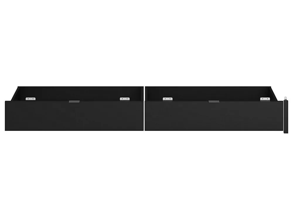 Lit avec 4 tiroirs 160 x 200 cm - Coloris : Naturel et noir - VELONA>Vente-unique