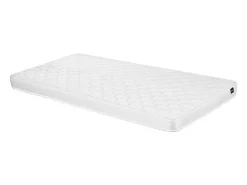 Lit avec bureau et rangements - 90 x 190/200 cm - Blanc et naturel + Sommier + Matelas - GISELE><noscript><img width=