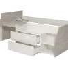 Vente-unique Lit avec bureau et rangements - 90 x 190/200 cm - Blanc et naturel - GISELE*Enfant Lit Enfant