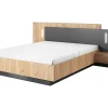 Lit avec chevets 160 x 200 cm - 2 tiroirs - Avec LEDs - Coloris : Naturel et anthracite - FRANCOLI>Vente-unique Online