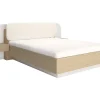 Lit avec chevets 160 x 200 cm - Avec LEDs - Coloris : Beige et naturel - LYORIMA>Vente-unique Discount