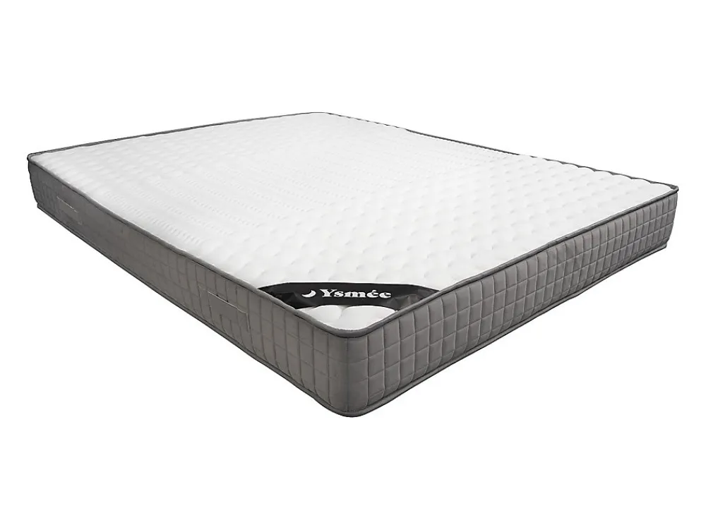 Lit avec chevets 160 x 200 cm - 2 tiroirs - Avec LEDs - Coloris : Naturel et anthracite + Sommier + Matelas - FRANCOLI>Vente-unique Outlet