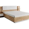 Vente-unique Lit avec chevets 160 x 200 cm - Avec LEDs - Coloris : Naturel et blanc + Sommier + Matelas - ELYNIA* Lit Avec Rangement