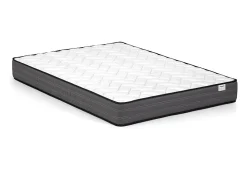Lit avec chevets 140 x 190 cm - 2 tiroirs - Avec LEDs - Coloris : Naturel et anthracite + Sommier + Matelas - FRANCOLI><noscript><img width=