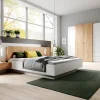 Vente-unique Lit avec chevets 160 x 200 cm - 2 tiroirs - Avec LEDs - Coloris : Blanc et naturel - FRANCOLI* Lit Avec Rangement
