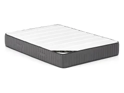Vente-unique Lit avec chevets 160 x 200 cm - Avec LEDs - Coloris : Naturel et blanc + Sommier + Matelas - ELYNIA* Lit Avec Rangement