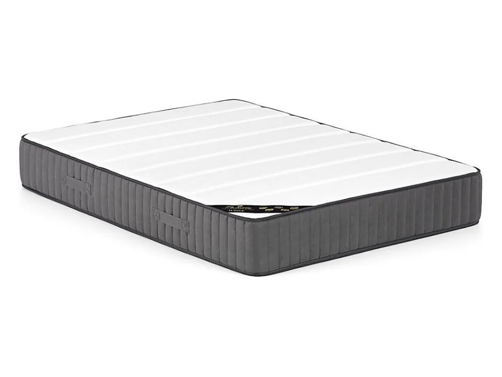 Lit avec chevets 140 x 190 cm - 2 tiroirs - Avec LEDs - Coloris : Naturel et anthracite + Sommier + Matelas - FRANCOLI>Vente-unique Hot