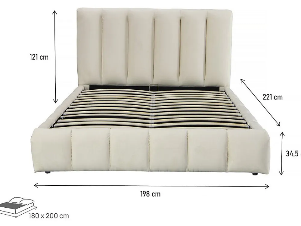 Lit avec coffre "Annie" 180 x 200 cm Beige>Palozi Home Online