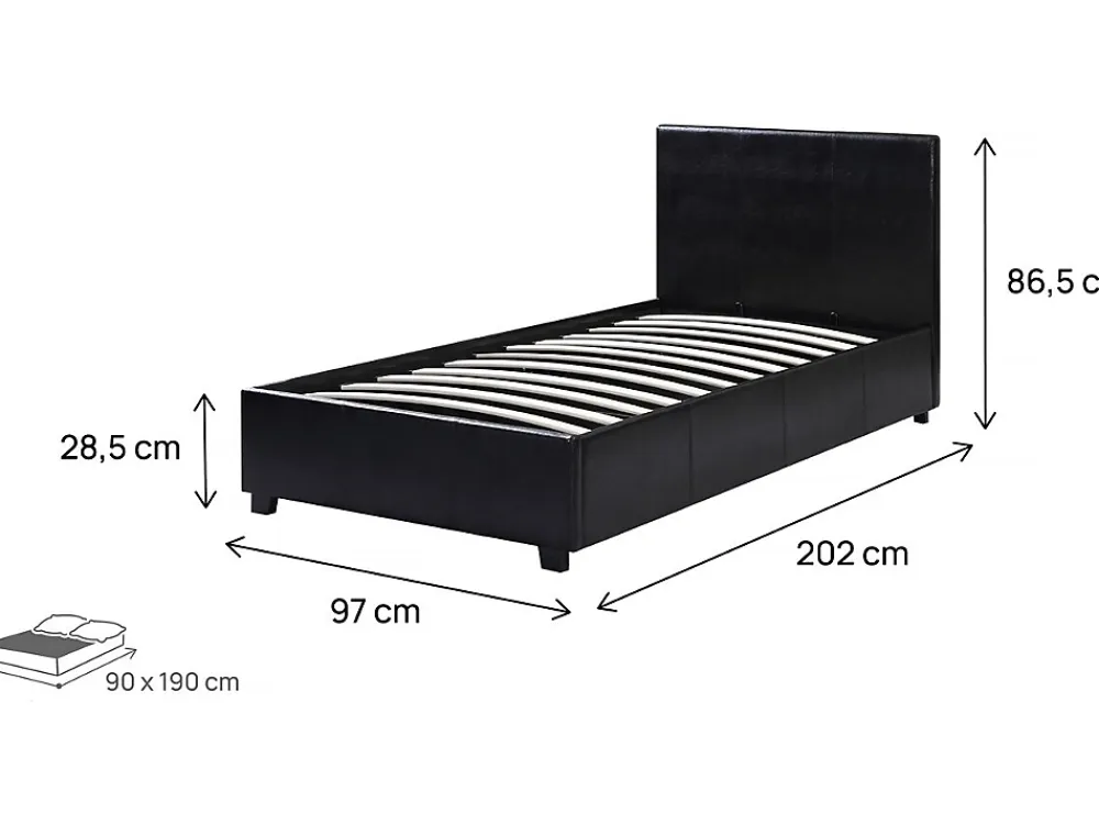 Habitat Et Jardin Lit avec coffre "Carla" 90 x 190 cm Noir* Lit Coffre