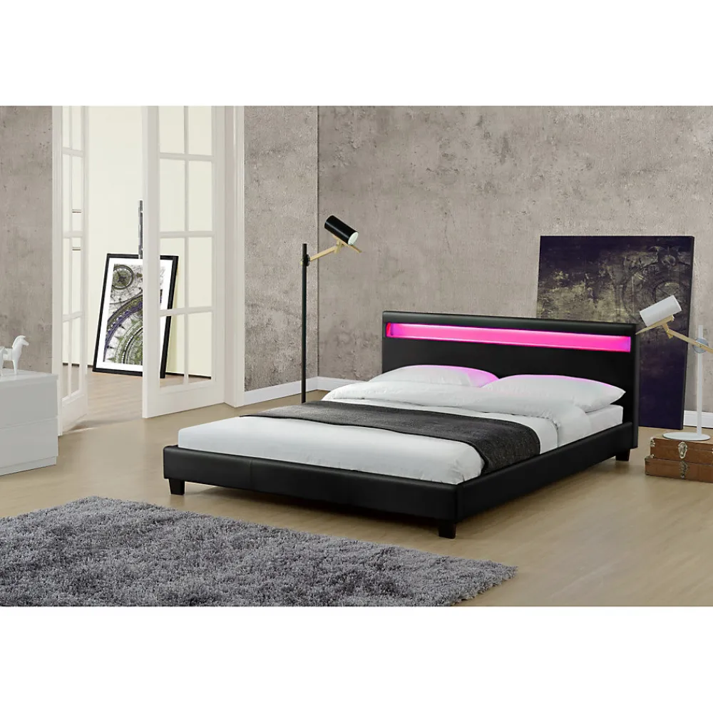 Lit avec LED 160 x 200 cm en PU noir - PICADILLY>Concept Usine Best