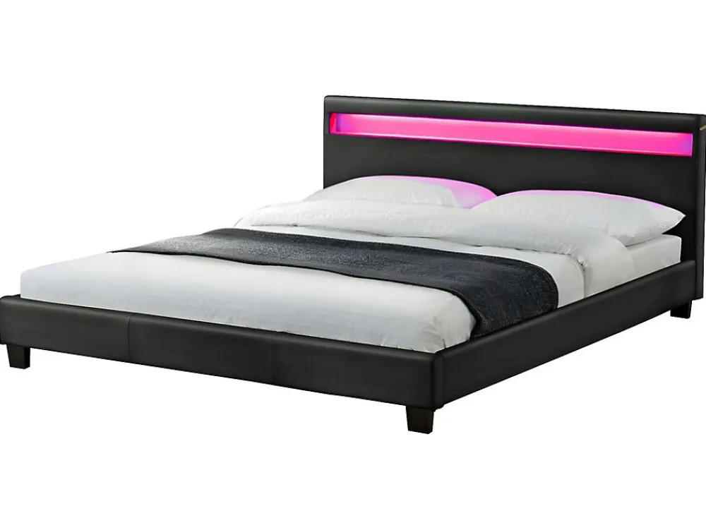 Lit avec LED 160 x 200 cm en PU noir - PICADILLY>Concept Usine Best