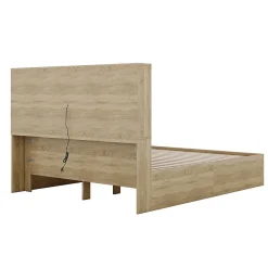 Okwish Lit avec rangement 160 x 200 cm Lit double avec 2 tiroirs et tête de lit fonctionnelle - Sans matelas - Naturel* Lit Avec Rangement