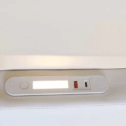 Okwish Lit avec rangement 90x200 cm - Lit enfant capitonné avec veilleuse et port USB - Similicuir - Sans matelas - Blanc* Lit Avec Rangement
