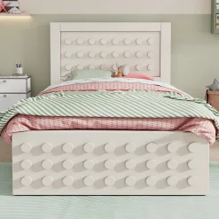 Lit avec rangement 90x200 cm - Lit simple avec tiroirs intégrés et design créatif - en MDF et bois massif - Blanc - Sans matelas>Okwish Hot
