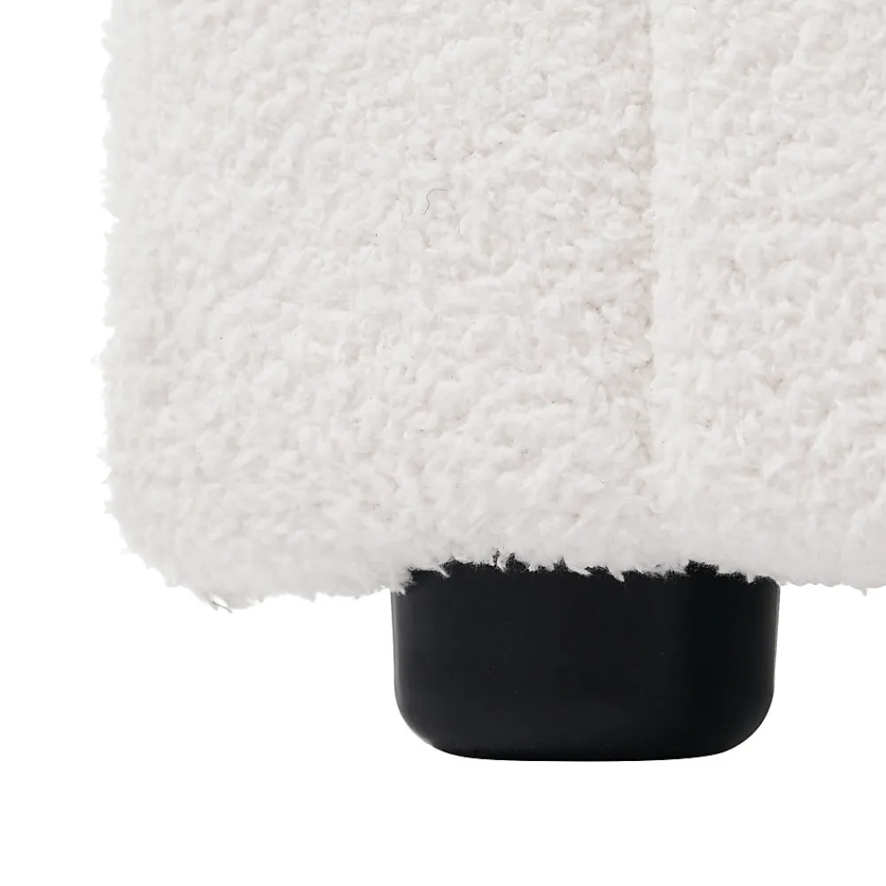 Lit avec rangement 140x200 cm - Lit double rembourré avec 4 tiroirs et fonction de chargement USB - Sherpa - Sans Matelas - Blanc>Okwish Sale