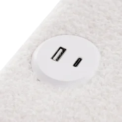 Lit avec rangement 140x200 cm - Lit double rembourré avec 4 tiroirs et fonction de chargement USB - Sherpa - Sans Matelas - Blanc><noscript><img width=