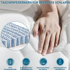 Okwish Lit avec rangement 160x200 cm - Lit double avec éclairage LED et USB - Bois massif + MDF - Sans Matelas - Chêne* Ensemble Sommier Et Matelas