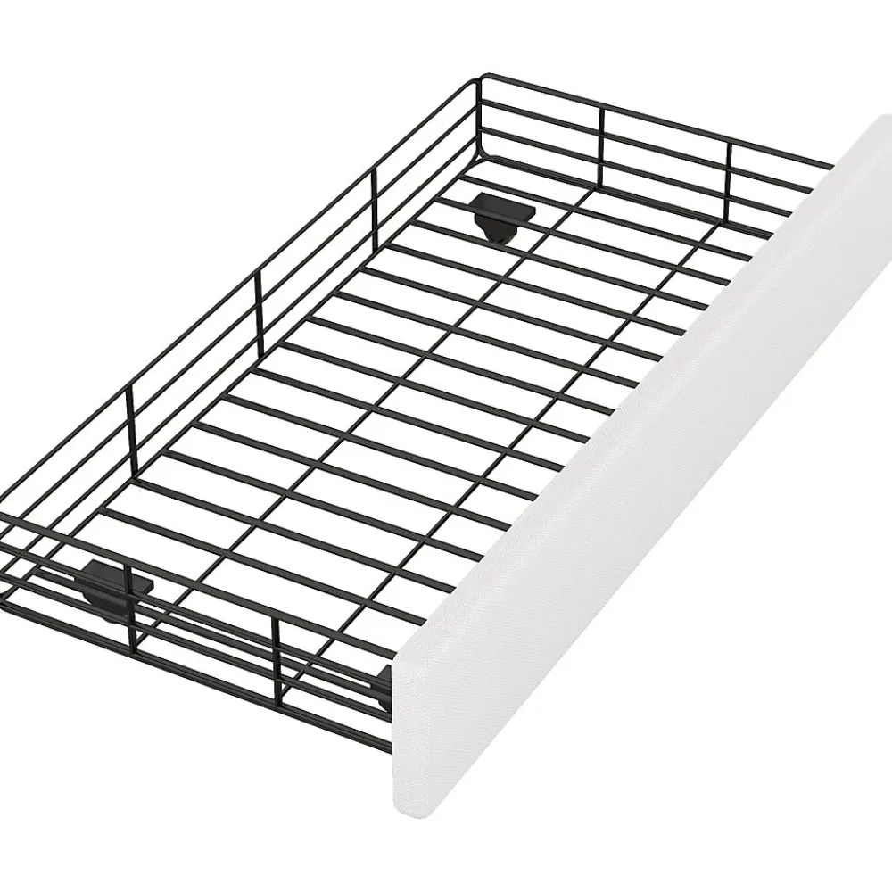 Lit avec rangement 90x200 cm simple capitonné avec 2 tiroirs et tête de lit ondulée cloutée - revêtement en lin beige clair>Okwish Sale