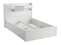 Lit avec rangements 140 x 190 cm - Blanc - MEDERICK>Vente-unique
