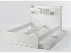 Lit avec rangements 140 x 190 cm - Blanc - MEDERICK><noscript><img width=