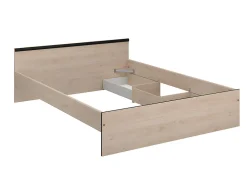 Lit avec rangements 140 x 190 cm - 2 tiroirs et 1 niche - Coloris : Naturel + Sommier - PABLO>Vente-unique Online