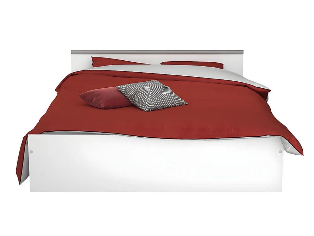 Lit avec rangements 140 x 190 cm - 2 tiroirs et 1 niche - Coloris : Blanc + Sommier - PABLO>Vente-unique