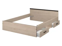 Vente-unique Lit avec rangements 140 x 190 cm - 2 tiroirs et 1 niche - Coloris : Naturel - PABLO* Ensemble Sommier Et Matelas