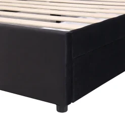 Lit avec Rangements 160x200, Lit Double Capitonné en Velours Noir avec 2 Tiroirs><noscript><img width=