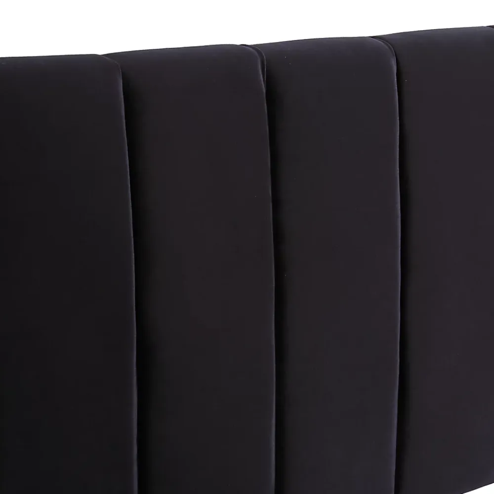 Okwish Lit avec Rangements 140x200, Lit Double Capitonné avec 2 Tiroirs, Velours Noir* Lit Avec Rangement