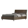 Lit avec sommier à lattes 140x190, tête de lit inclinée Demas en noyer>Ityhome Sale