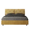 Ityhome Lit avec sommier rembourré 160x210 en tissu Agata 3 jaune Mados* Lit Coffre