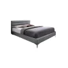 Lit avec sommier THOMAS 160x200 en simili cuir, coloris gris 215 x 99,5 x 165 cm>Meublorama
