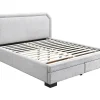 Lit avec tiroirs 140 x 190 cm - Tissu - Gris clair - INASTO>Vente-unique Discount