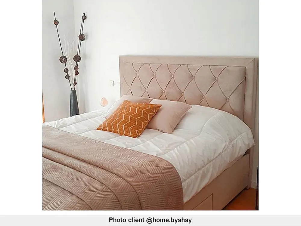 Vente-unique Lit avec tiroirs 180 x 200 cm - Tissu velours - Beige - LEOPOLD* Lit Avec Rangement