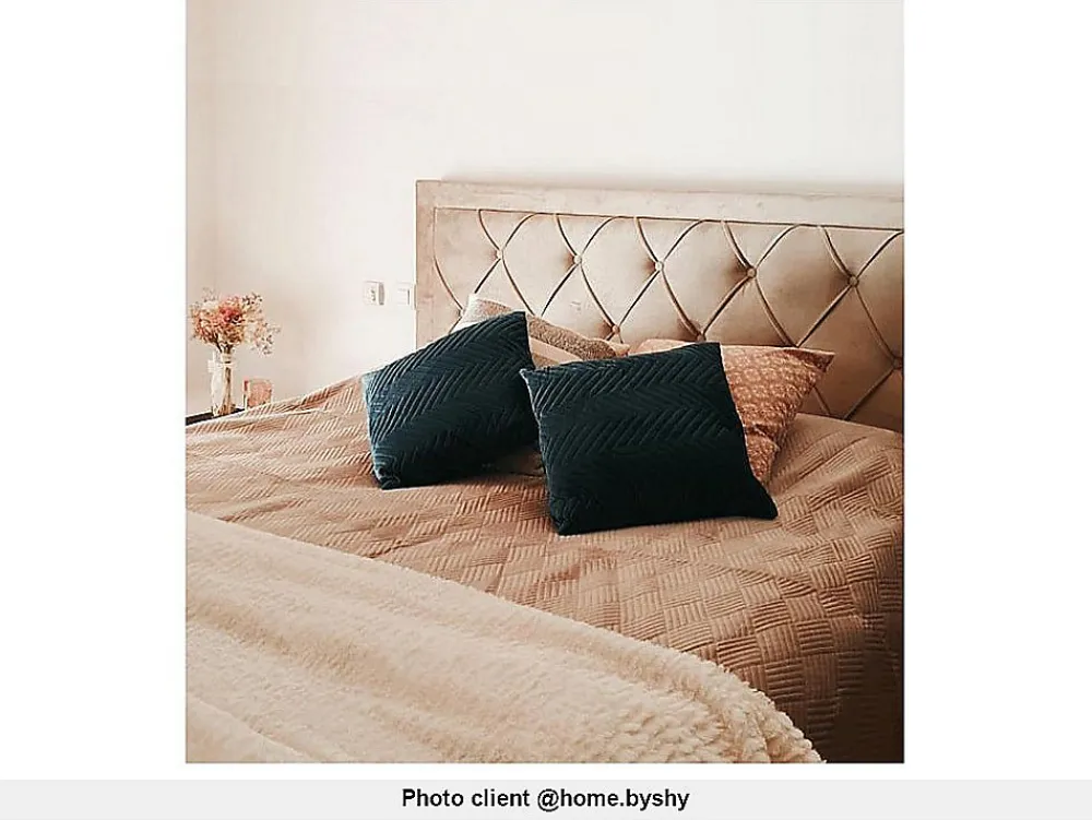 Vente-unique Lit avec tiroirs 180 x 200 cm - Tissu velours - Beige - LEOPOLD* Lit Avec Rangement