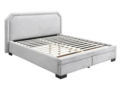 Lit avec tiroirs 140 x 190 cm - Tissu - Gris clair + Matelas - INASTO><noscript><img width=