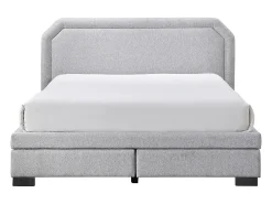 Vente-unique Lit avec tiroirs 160 x 200 cm - Tissu - Gris clair - INASTO* Lit Avec Rangement