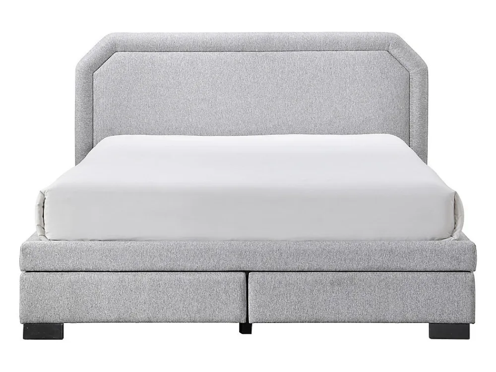 Vente-unique Lit avec tiroirs 160 x 200 cm - Tissu - Gris clair - INASTO* Lit Avec Rangement