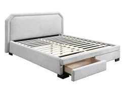 Lit avec tiroirs 180 x 200 cm - Tissu - Gris clair + Matelas - INASTO><noscript><img width=