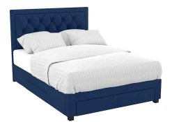 Vente-unique Lit avec tiroirs 160 x 200 cm - Tissu velours bleu - LEOPOLD* Lit Avec Rangement