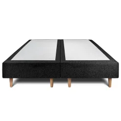 Lit avec tête de lit bouclette et sommier tapissier - Lit en bois massif><noscript><img width=