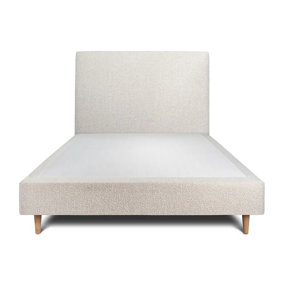 Lit avec tête de lit bouclette et sommier tapissier - Lit en bois massif>Sommeil De Plomb Online