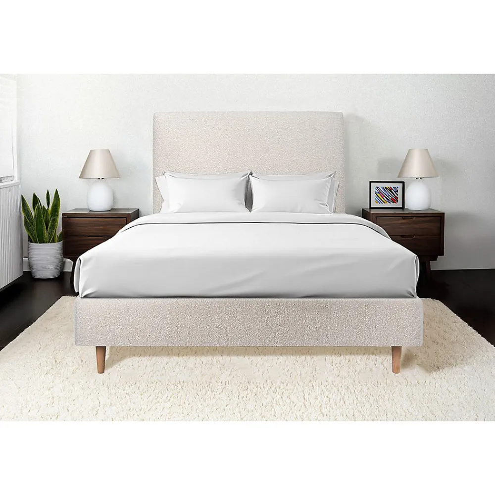 Lit avec tête de lit bouclette et sommier tapissier - Lit en bois massif>Sommeil De Plomb Online