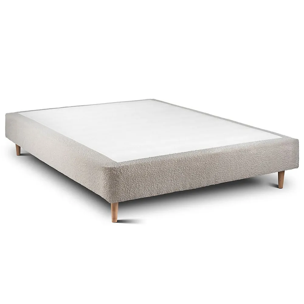 Lit avec tête de lit bouclette et sommier tapissier - Lit en bois massif>Sommeil De Plomb Online