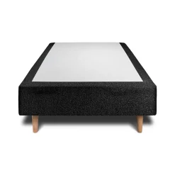 Lit avec tête de lit bouclette et sommier tapissier - Lit en bois massif><noscript><img width=
